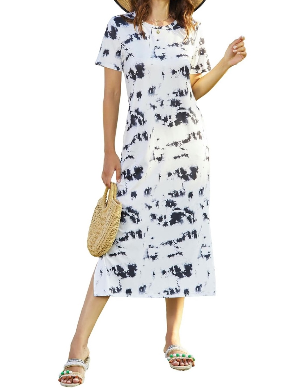 Tie-Dye Midi Dress with Short Sleeves - NWT XXL